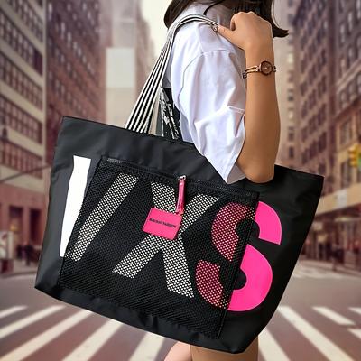 TEMU 2025 Print Beach Tote Bag, Large Lightweight Portable Nylon Shoulder Bag For Women, Fashionable Casual Essential For Seaside Vacation And Travel Accessories Image