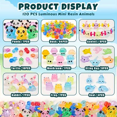 TEMU 120pcs Glowing Mini Resin Animals Bulk Glow In The Dark Tiny Micro Resin Duck Figurines Garden Miniature Models For Crafts Miniature Landscape Decoration Fairy Garden Accessories Image