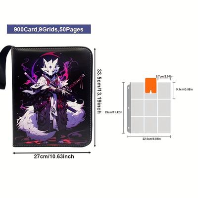 TEMU 900-pocket Waterproof Card Binder Album With 50 Removable Hd Double-sided Pages - Secure Zipper Closure, Durable Portable Design For Mtg, Tcg, Sports & Game Cards, Highquality Storage Image