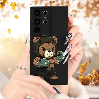 TEMU Creative-boxing Bear-frosted Texture-thickness Protection-printed Mobile Phone Case-suitable S20fe/s21fe/s23/a52/a54/a53/a14/a25/a34/a32/a05s/a15 Series-the For Gifts Image