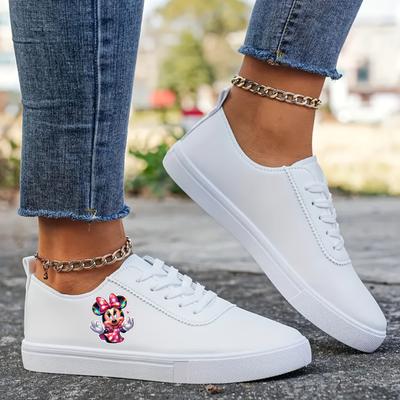 TEMU Mouse Women's Sneakers - Cute Cartoon Design, Lightweight & Comfortable Low-top Shoes For Casual Wear, Office, And Shopping, Cute Shoes Image