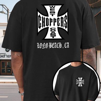 TEMU Men's Trendy Loose-fit Round Neck T-shirt With Chopper Graphic Design - Casual Short Sleeve Summer Tee, Perfect Gift For Music Fans, Casual Attire Tee | Graphic Tee | Sleek Finish Image