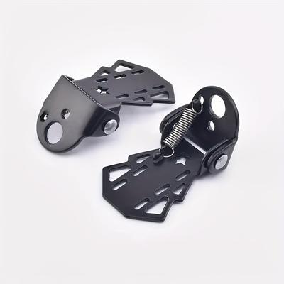TEMU 1 Pair Black Folding Bike Rear Pedal Mtb Footrests - Adjustable, , Quick-release Cycling Accessories For Stability Image