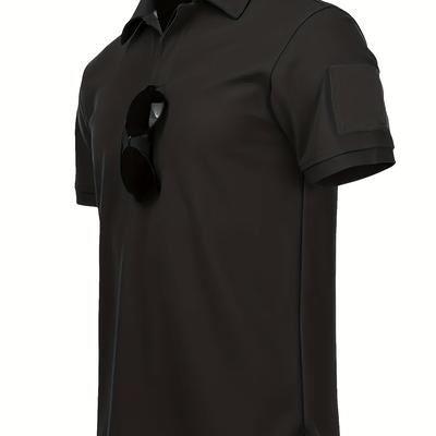 TEMU Men' Short-sleeve Shirt With Glasses Pocket - Casual Summer Tee, Breathable Polyester, Fit For Outdoor & Everyday Wear, Casual Summer Wear | | Polyester Fabric Image