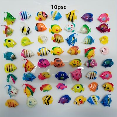 TEMU 10pcs Floating Aquarium Fish Set, Realistic Plastic Decoration For Aquarium And Bathroom Image