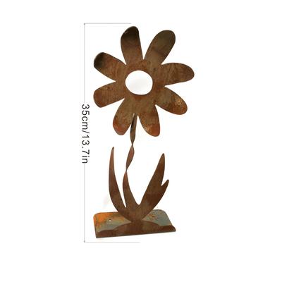 TEMU Metal Daisy Flower Stake - Rustic Outdoor Garden Decoration, For Thanksgiving & Use Image