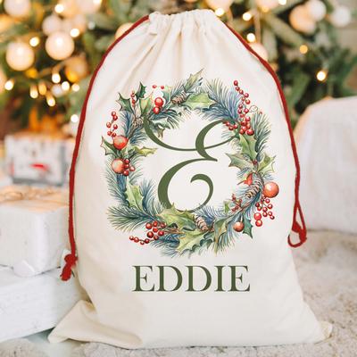 TEMU Personalized Polyester Santa Sack With Custom Name - Festive Christmas Gift Bag For Holiday Occasions, Christmas Bags Image