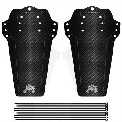TEMU 2pcs Mountain Bike Fenders Set - Pvc Non-original Universal Front And Rear Mudguards For Mtb And Road Bicycles, Carbon Fiber Pattern Image