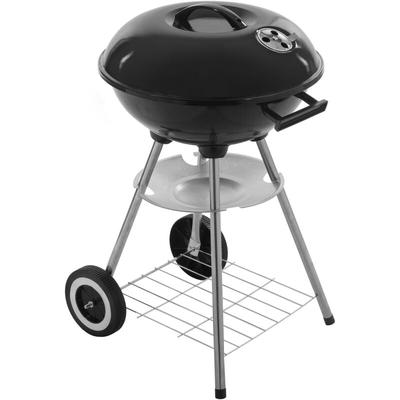 Primematik - Runder 41x70 cm großer Holzkohlegrill mit Deckel und Rädern. BBQ-Grill für Garten und Image
