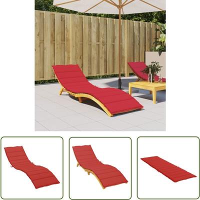 The Living Store Sonnenliegen-Auflage Rot 200x50x3 cm Oxford-Gewebe - Gartenliege Auflage - Oxford Image
