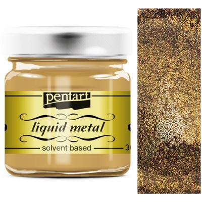 Metallic-Farbe ANTIQUE GOLD Pentart Flüssigmetall-Decoupage-Glas 30 ml Image