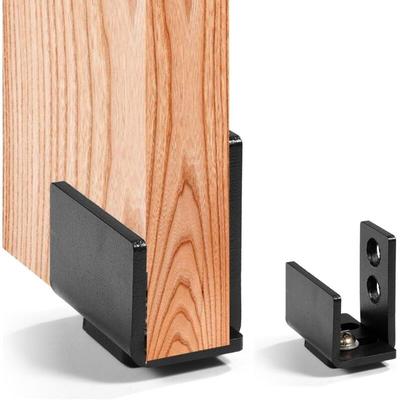 Wandmontierte Hardware mit schwarzer Kohlenstoffstahl-Schiebetürführung für robuste Bodenführung Image