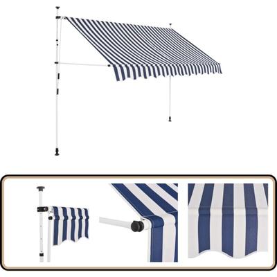 Vidaxl - Einziehbare Markise Handbetrieben 300 cm Blau/Weiß Gestreift - Sonnendach - Markise Image