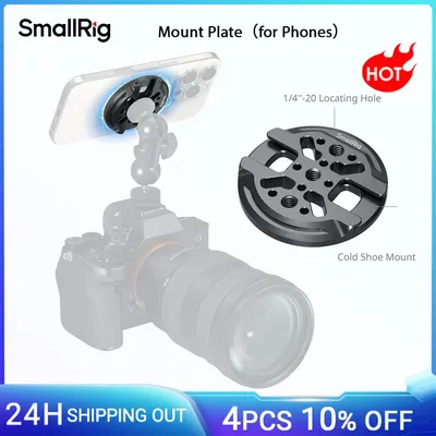SmallRig Magnetic Phone Mount Plate for iPhone w Cold Shoe for DJI Mic 2 for Smartphone Live Streaming Selfies Camera Monitor