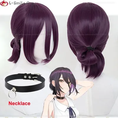 Hochwertige Reze Cosplay Perücke Anime Kettensäge Mann Bombe Perücken lila Cosplay Anime Perücke Image