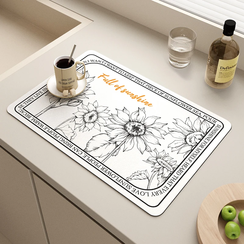 Ablaufpolster für Kaffeemaschinen, Küchenarbeitsplattenpolster, Spülbecken, Spüle, schnell trocknend, wasserdichte Kieselgur