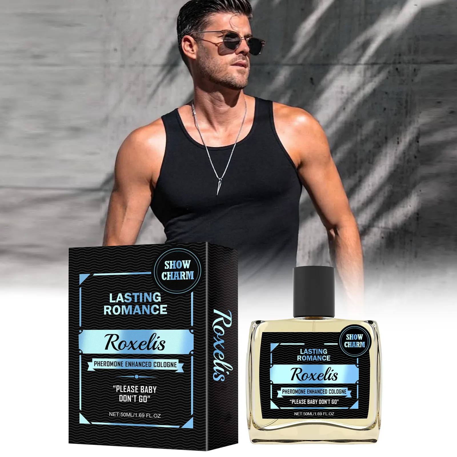 Roxelis 50 ml Herren-Köln-Pheromon-Parfüm, erhöht den Charme, Selbstvertrauen, Dating, Flirten, lockt dauerhaftes Glamour-Männerparfüm Image