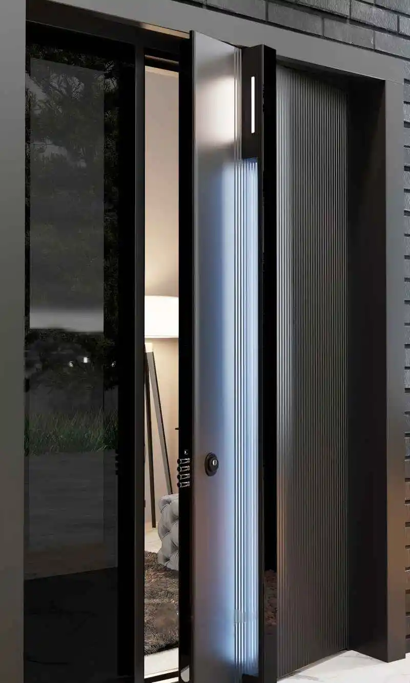 Maßgeschneiderte moderne Eingangstür, sichere Eingangstüren, Außentür aus Aluminium für die Haustür zu Hause, individuelle Sicherheitstür, Notfalltor