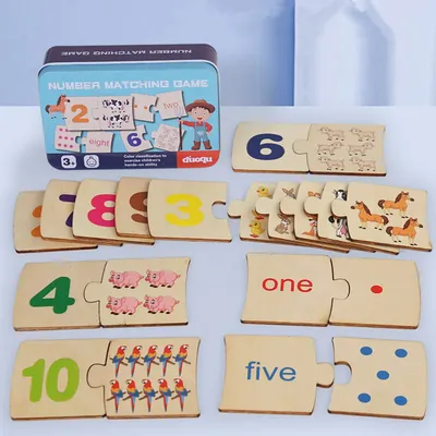 Holz Anzahl Passenden Kinder Spielzeug Montessori Frühen Bildung Digitale Muster Bausteine Spiel Image