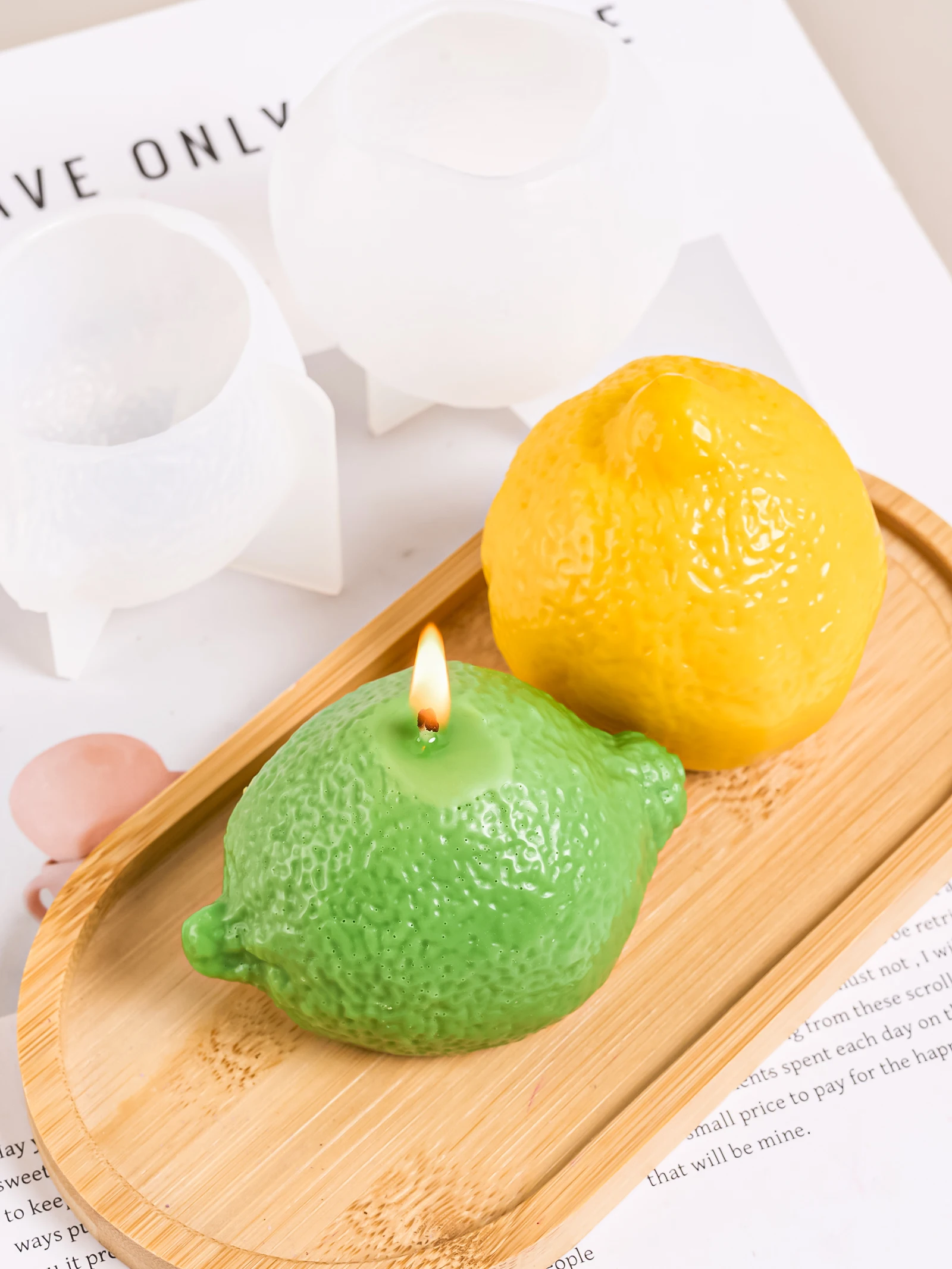 Simulation Zitrone Silikon Form 3D Obst Duft Kerze, Der Lieferungen DIY Handgemachte Seife Gips Harz Casting Formen Wohnkultur Image