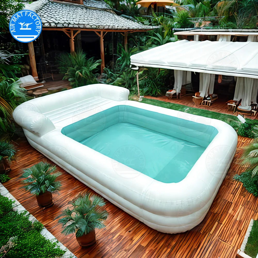 Aufblasbares Schwimmbad mit Sofa, Pool mit Sitzplätzen, Schlafsofa, Bällebecken, Vakuum-Schwimmbecken, lustige und praktische Wasserunterhaltung Image