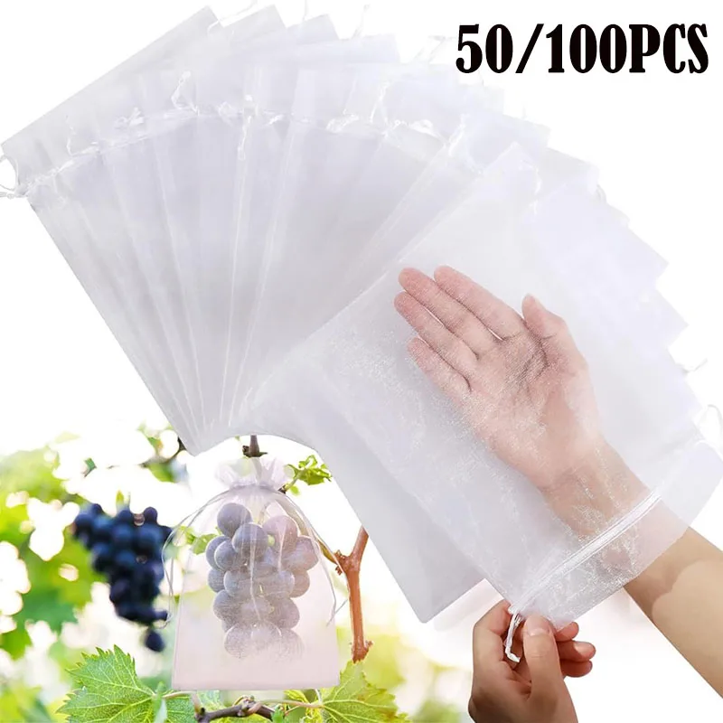 Obst Schutz Net Taschen Schädlingsbekämpfung Anti-Vogel Netting Erdbeere Mesh Tasche Gemüse Netting Abdeckung Gartenarbeit Werkzeug Image