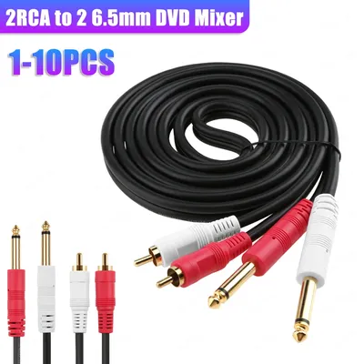 Dual RCA auf Dual Mono 6,35 mm Stecker Jack Audiokabel 2RCA auf 2 6,5 DVD Mixer Image