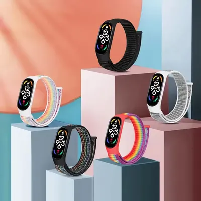 Armband für Mi Band 9 8 5 4 3 Armband Nylon Sport Loop Watch Handgelenk Gürtel Pulsera Correa Mi Image