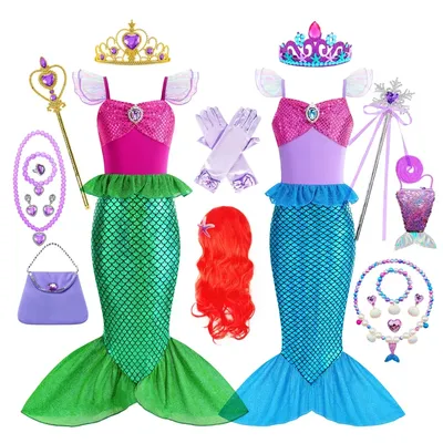 Mädchen Meerjungfrau Kleid Prinzessin Kostüme Cosplay Kleid für Kinder Mädchen Casual Halloween Image