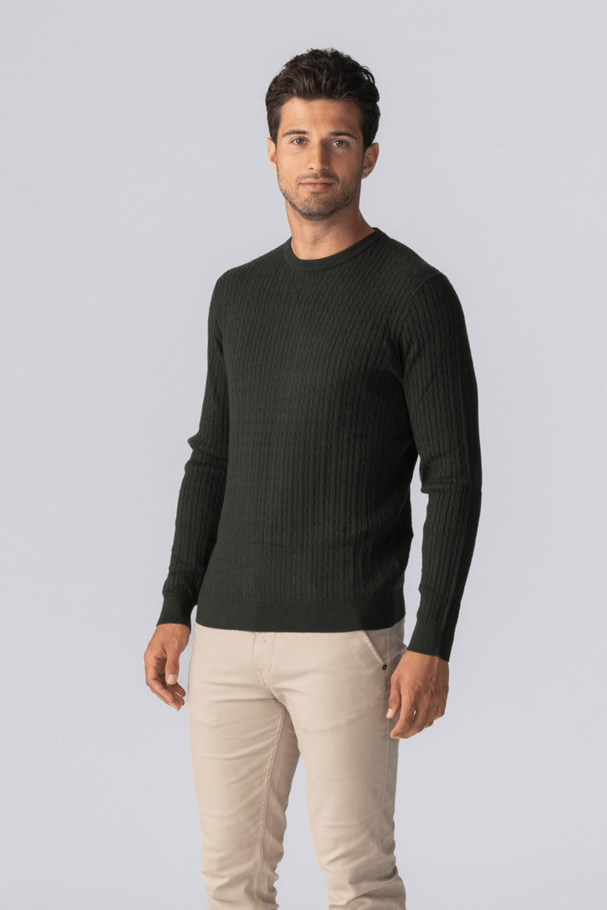 Pullover mit Zopfmuster – Armee Image