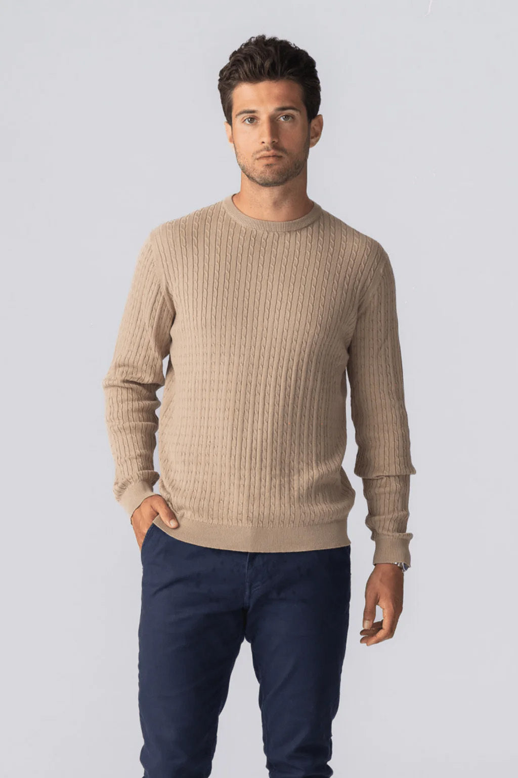 Pullover mit Zopfmuster – Sand Image