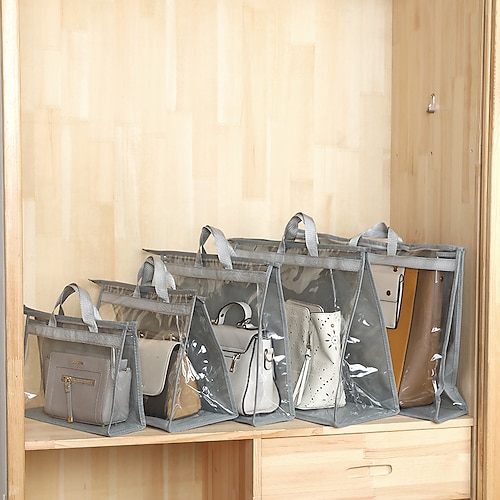 1 borsa organizer antipolvere - borsa trasparente per riporre borse, organizer per riporre borse con cerniera e manici per armadio, borse e borsette