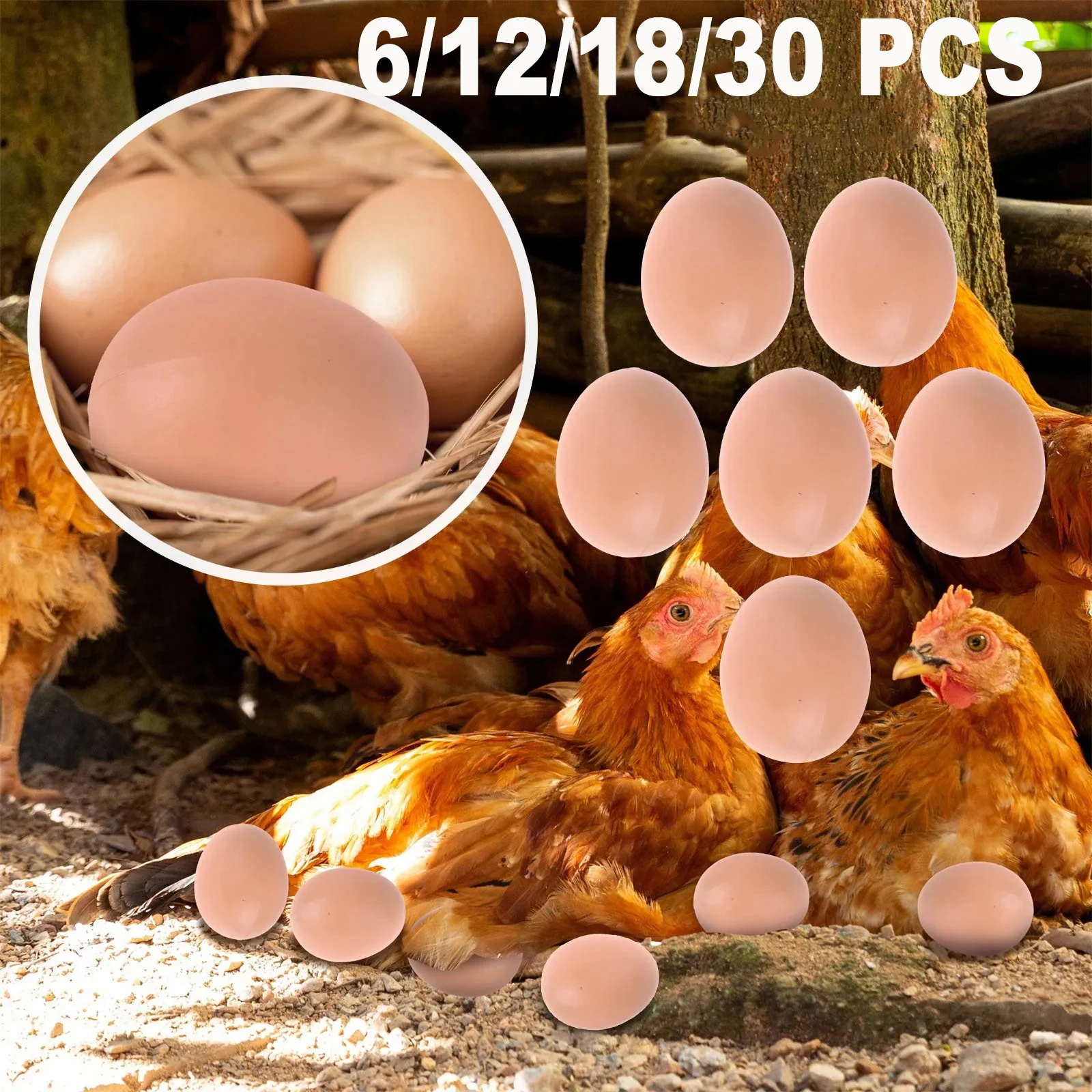 6/12Pcs Plastic Eggs Chicken House Small Fake Eggs Farm Animal Supplies Cages Accessories Guide Chicken Nest Egg Painting