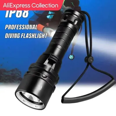 High Power Diving Flashlight IP68 Highest Waterproof Rating Professional Diving Light Powered by