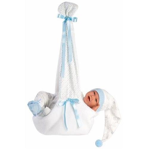 Babypuppe mit Hängewiege blau 42cm SV - Llorens