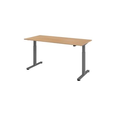 bümö elektrisch höhenverstellbarer Schreibtisch Eiche 180x80 cm, Gestell: Graphit - Büroschreibtisch höhenverstellbar elektrisch, elektrischer Image