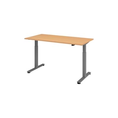 bümö elektrisch höhenverstellbarer Schreibtisch Buche 160x80 cm, Gestell: Graphit - Büroschreibtisch höhenverstellbar elektrisch, elektrischer Image