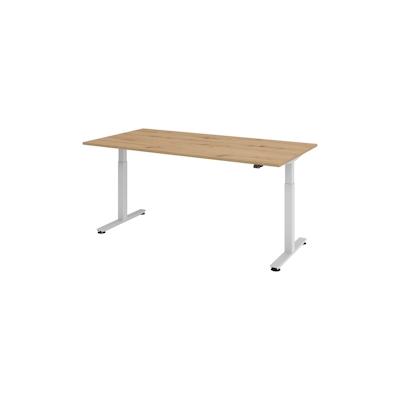 bümö elektrisch höhenverstellbarer Schreibtisch Asteiche 200x100 cm, Gestell: Silber - Büroschreibtisch höhenverstellbar elektrisch, elektrischer Image