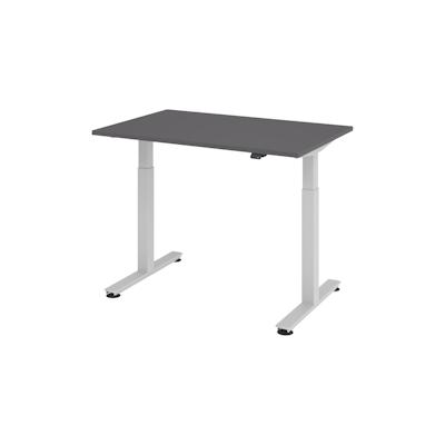 bümö elektrisch höhenverstellbarer Schreibtisch Graphit 120x80 cm, Gestell: Silber - Büroschreibtisch höhenverstellbar elektrisch, elektrischer Image