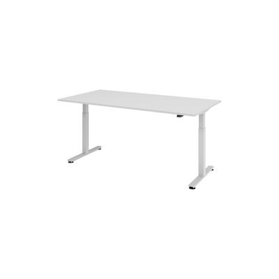 bümö elektrisch höhenverstellbarer Schreibtisch grau 200x100 cm, Gestell: Silber - Büroschreibtisch höhenverstellbar elektrisch, elektrischer Image