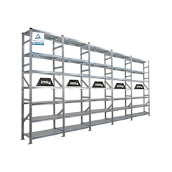 PROREGAL Fachbodenregal PROXIMO Stecksystem | Komplettregal | HxBxT 250x450x40cm | 7 Ebenen | Beidseitig nutzbar | Verzinkt Image