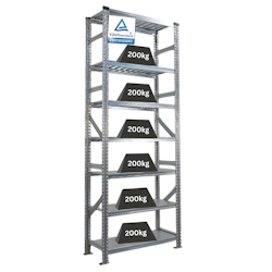 PROREGAL Fachbodenregal PROXIMO Stecksystem | Grundregal | HxBxT 250x90x40cm | 7 Ebenen | Beidseitig nutzbar | Verzinkt Image