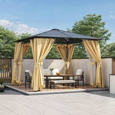 10x10 FT Outdoor Aluminum Hardtop Gazebo with Mosquito Netting
