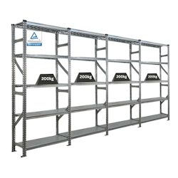 PROREGAL Fachbodenregal PROXIMO Stecksystem | Komplettregal | HxBxT 200x360x32cm | 5 Ebenen | Fachlast 200 kg | Beidseitig nutzbar | Verzinkt Image