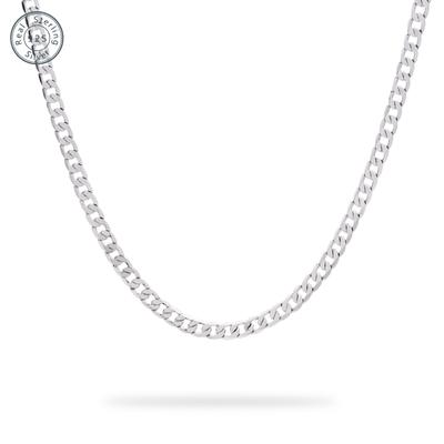 TEMU 925 Pure Silvery Cuban Chain Necklace, Weight 15.5g/18.5g/20.6g, Silvery Content 9.3g/11.1g/12.36g, Fashionable And Simple, Suitable For , With Gift Box Image