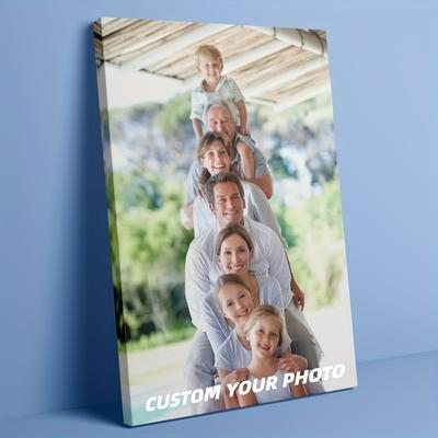 TEMU Custom Your Own Photo Canvas - Personalized Family Picture Print Wall Art, Ideal For Decor, Unique Gift For Parents & Weddings, High-quality Fabric Poster, No Frame Needed, Photo Wall Deco Image
