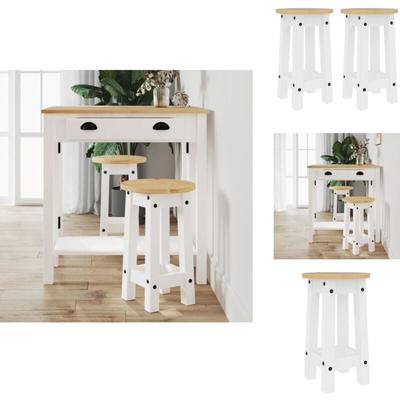 Vidaxl - Barhocker 2 Stk. Weiß Massivholz Kiefer - Holz Barhocker - Küchenhocker - Barstühle Image