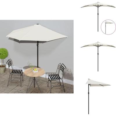 Balkon-Sonnenschirm mit Alu-Mast Sandfarben 270x144 cm Halbrund - Balkon Sonnenschirm - Halbmond Image