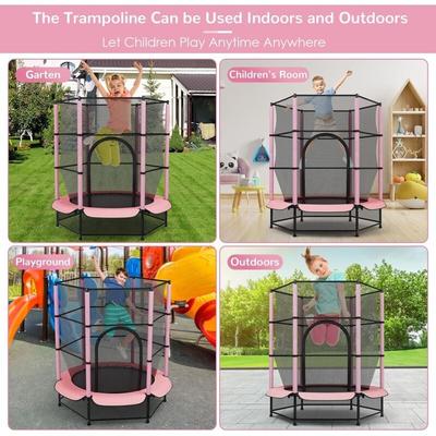 Liferun - Kindertrampolin, Indoor Outdoor Trampolin ø 140 cm mit Sicherheitsnetz Max Belastung 50kg Image