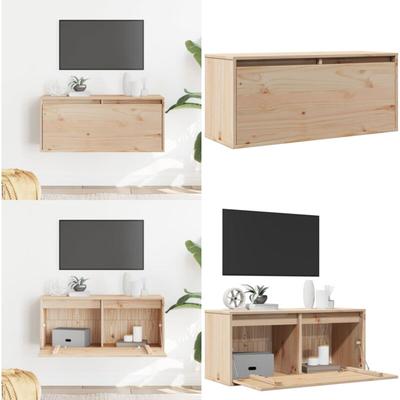 Wandschrank 80x30x35 cm Massivholz Kiefer - Wandregal - Holz Regal - Kiefernholzmöbel Image